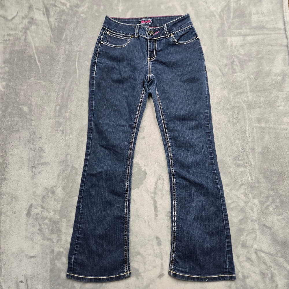 Wrangler Dark Wash Bootcut Jeans Pink Stitching Size 5/6 x 30 10MWZJK